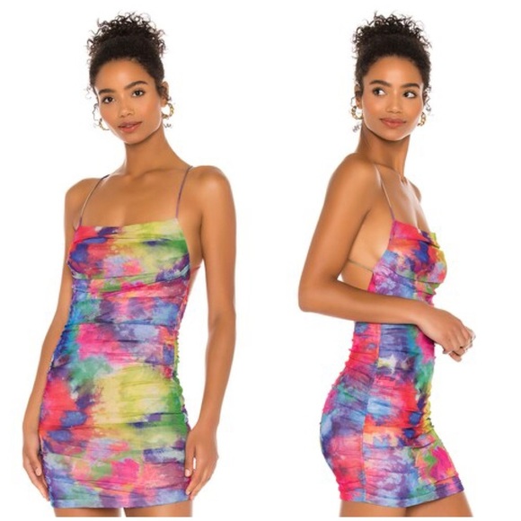 Superdown Women's Sonora Cross Back Mini Dress Colorful Open Back Sz S - Picture 1 of 9